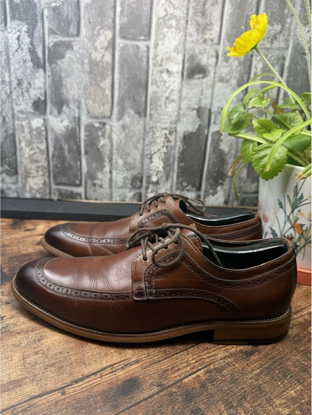 Stacy Adams Men's Brown Leather Lace-Up Oxford Dress Shoes Comfort US 10 M